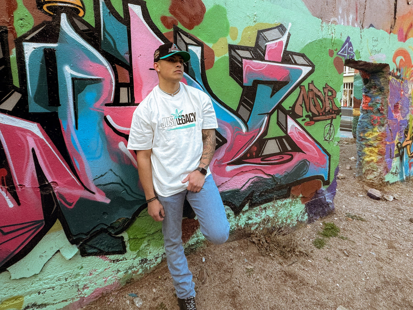 Green "Graffiti" T Shirt (White)