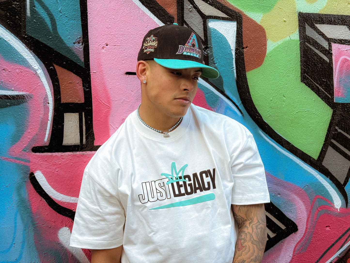 Green "Graffiti" T Shirt (White)