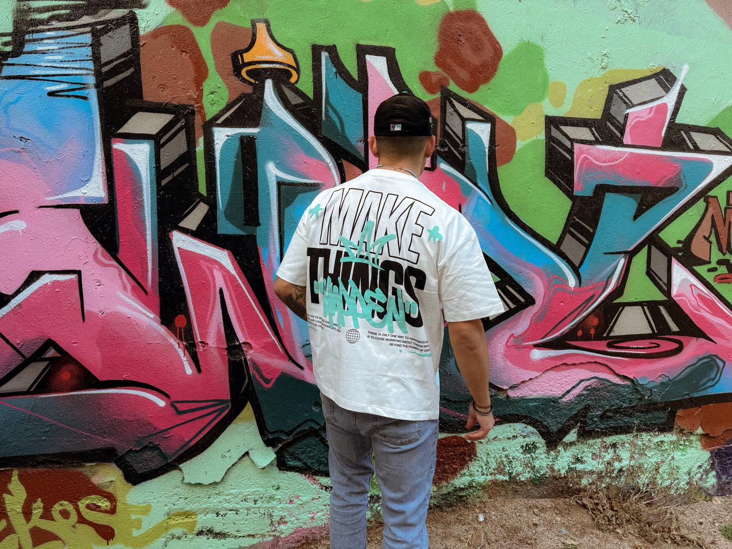 Green "Graffiti" T Shirt (White)