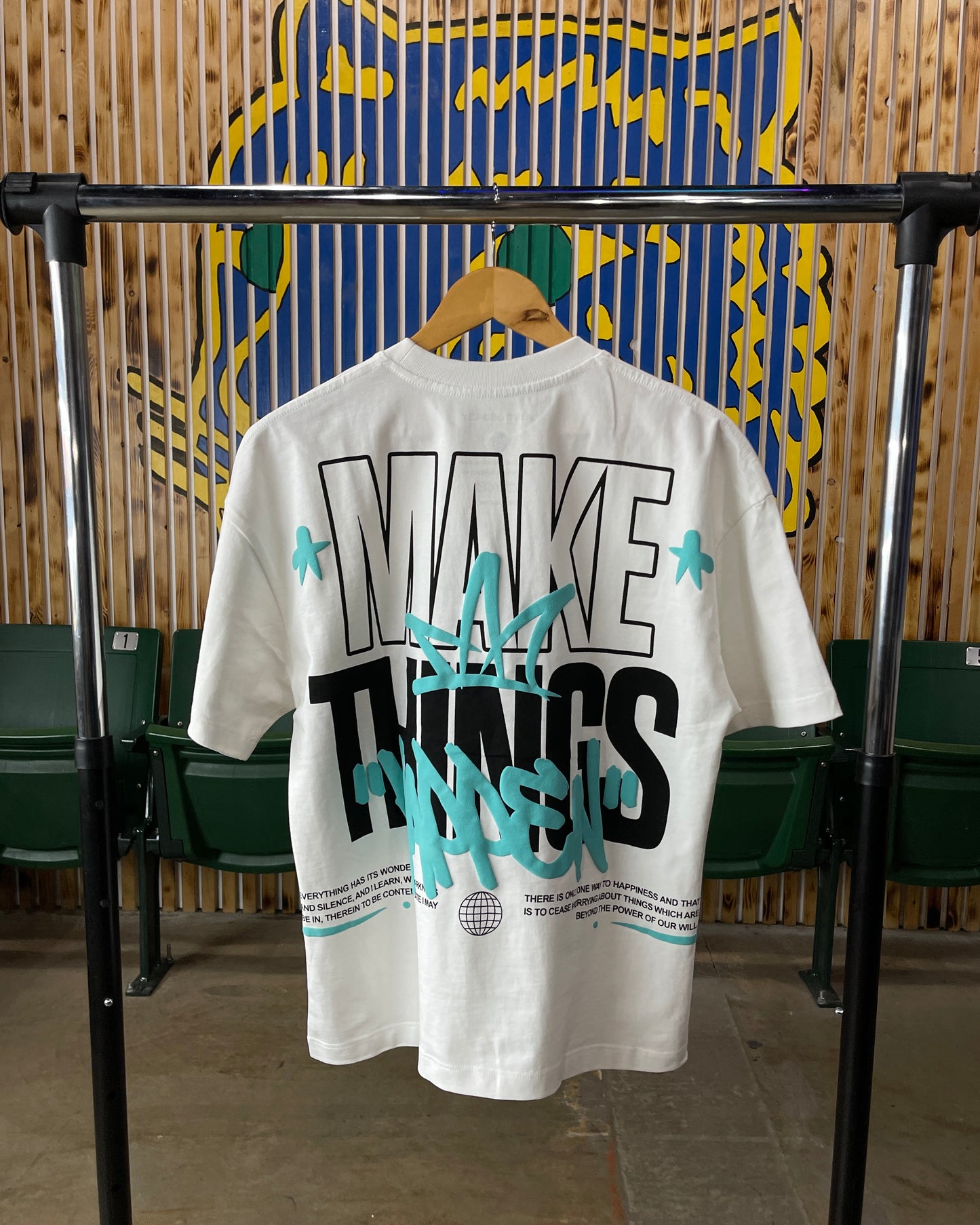 Green "Graffiti" T Shirt (White)