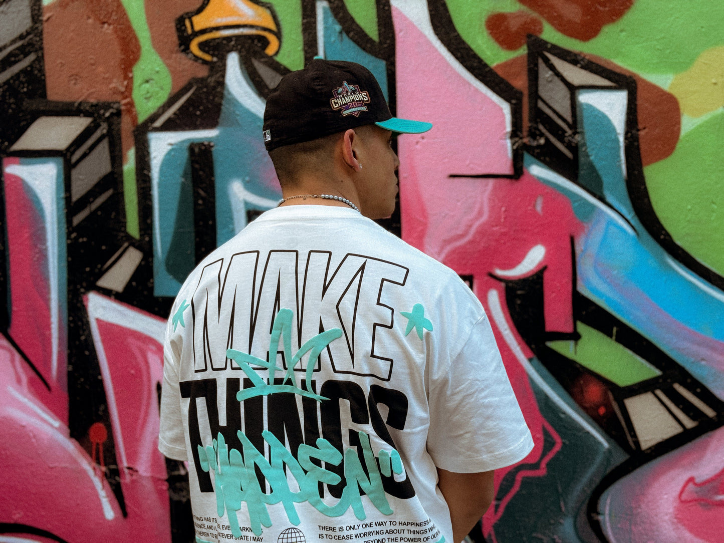 Green "Graffiti" T Shirt (White)
